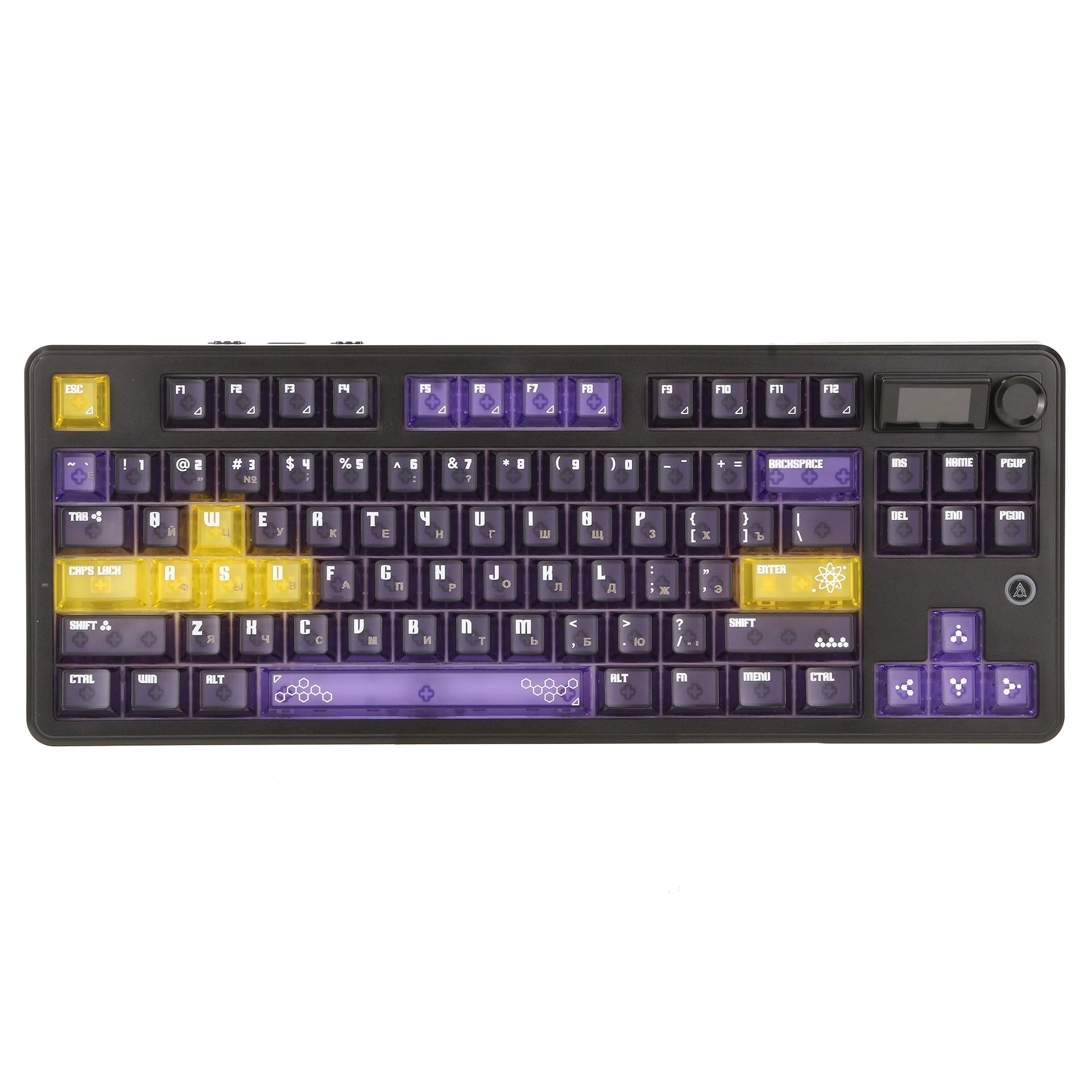 Клавиатура, Ajazz, MK87Pro/Litchi/YP, MK87 Pro, Игровая, Механическая, TKL, Litchi Switches, Бесроводная, USB, 2,4 ГГц, Bluetooth, Подсветка RGB, Анг/Рус, Фиолетовый — фото 2