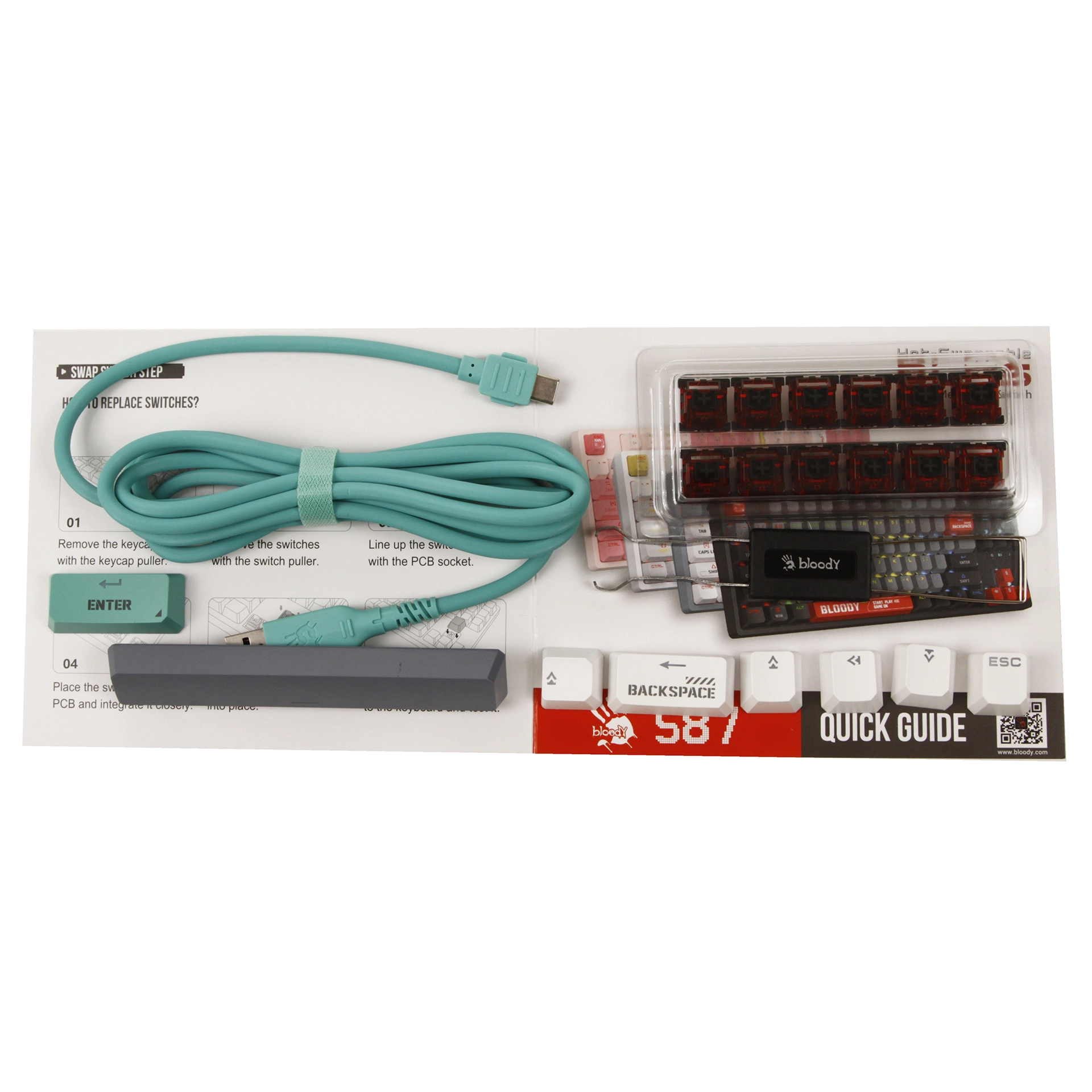 Клавиатура A4Tech Bloody S87, BLMS Red Plus Switch, Ash, USB — фото 5