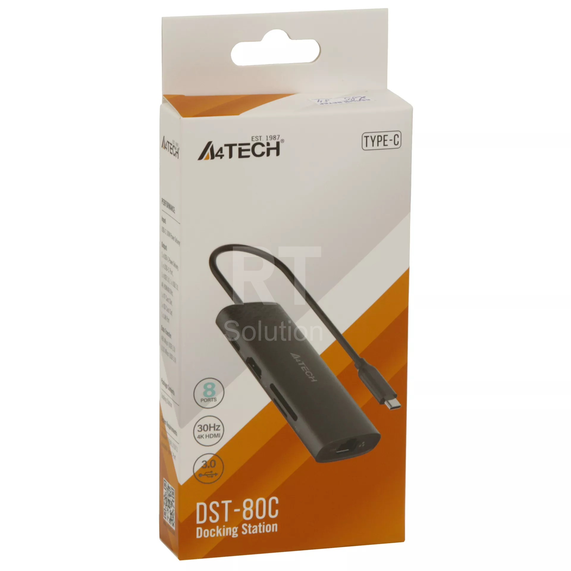 Переходник USB Type-C Multi Function 8in1, A4Tech DST-80C, BOX