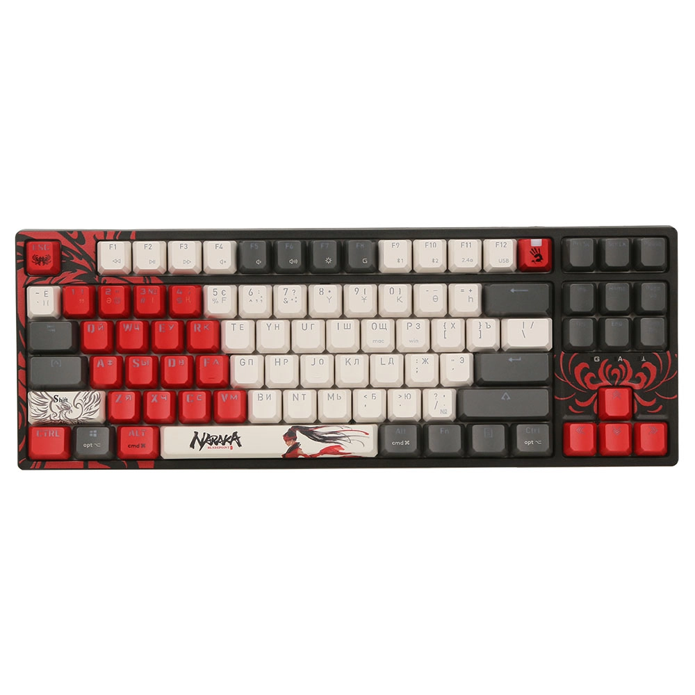 Клавиатура A4Tech Bloody WS87 Naraka, Black-Red, USB — фото 2