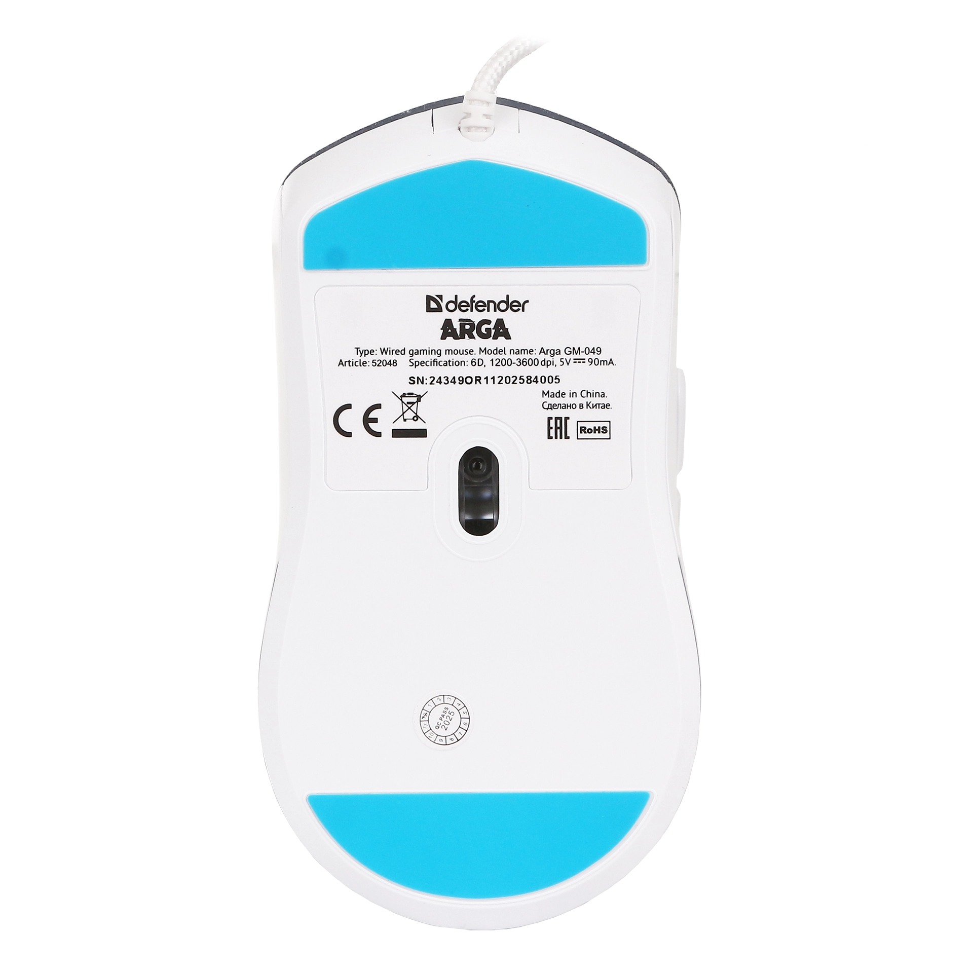 Мышь Defender Arga GM-049, White, USB + коврик — фото 4