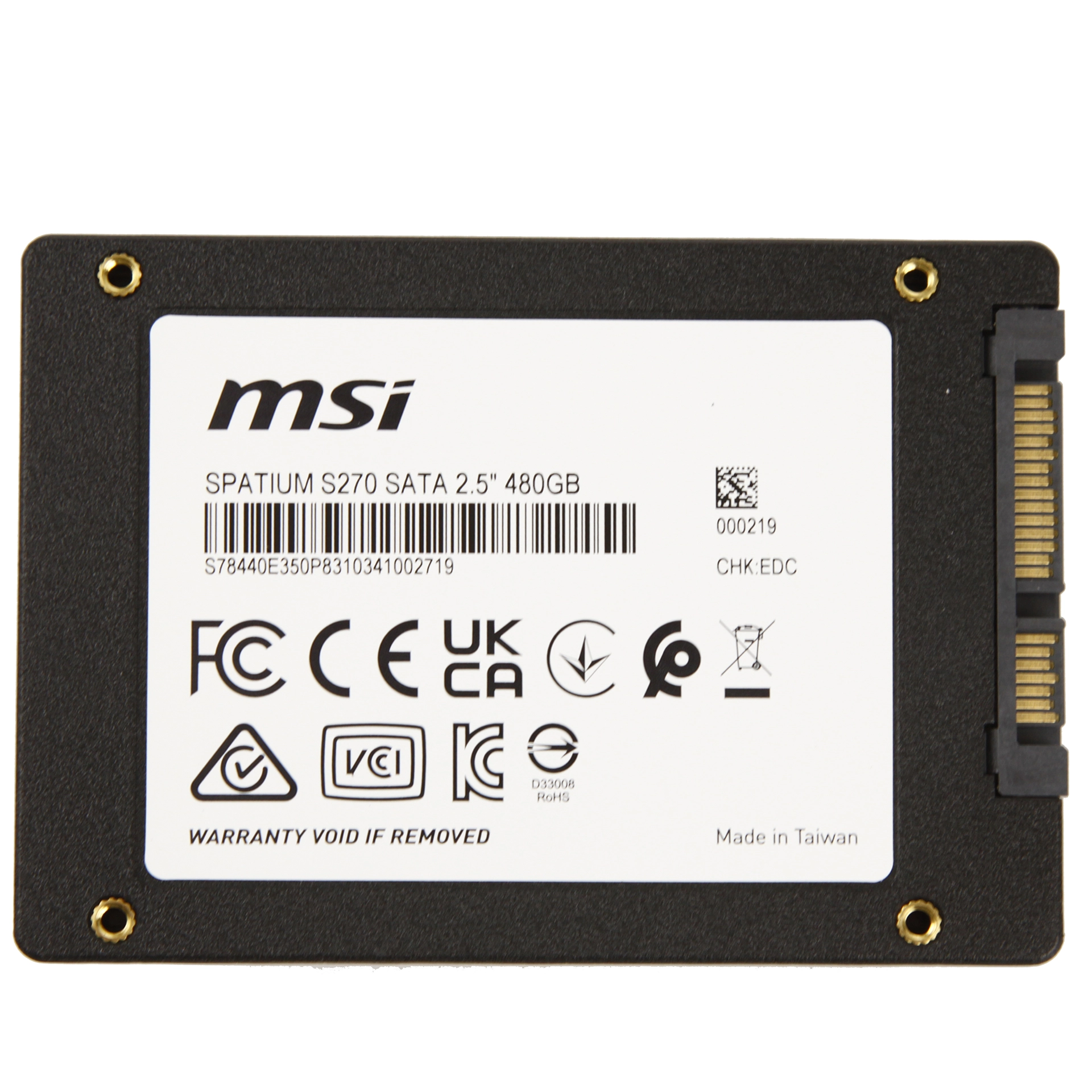 SSD накопитель 480 GB MSI Spatium S270, 2.5", SATA III — фото 2
