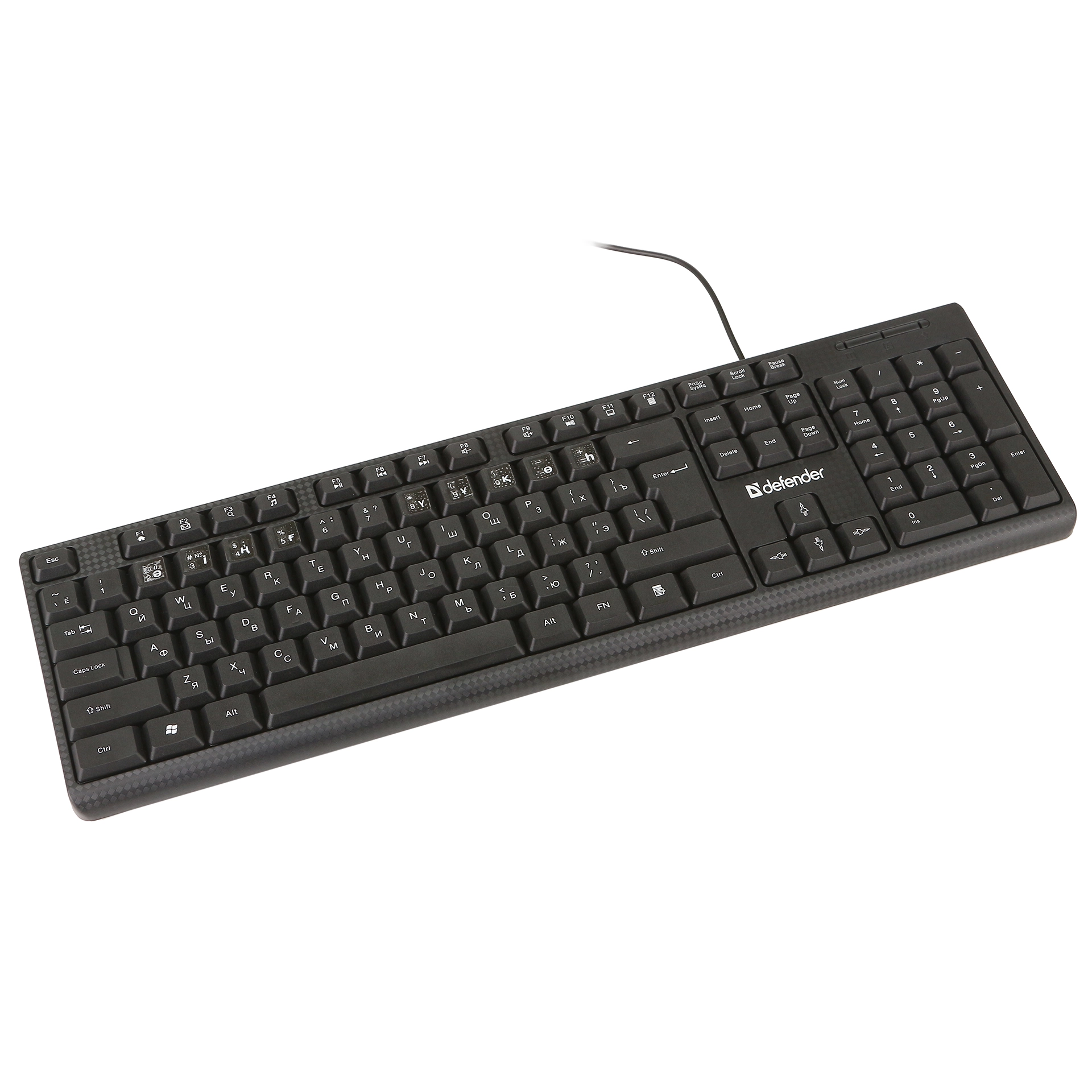 Клавиатура Defender Daily HB-162, Black, USB + наклейки Казахский язык