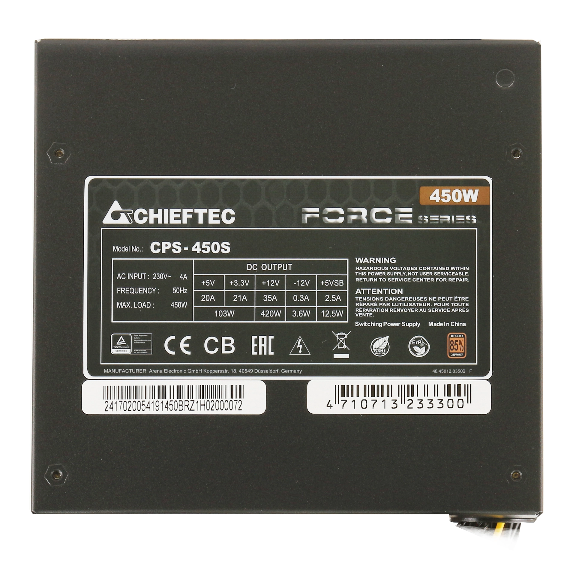 Блок питания ATX 450 W Chieftec Force CPS-450S — фото 4