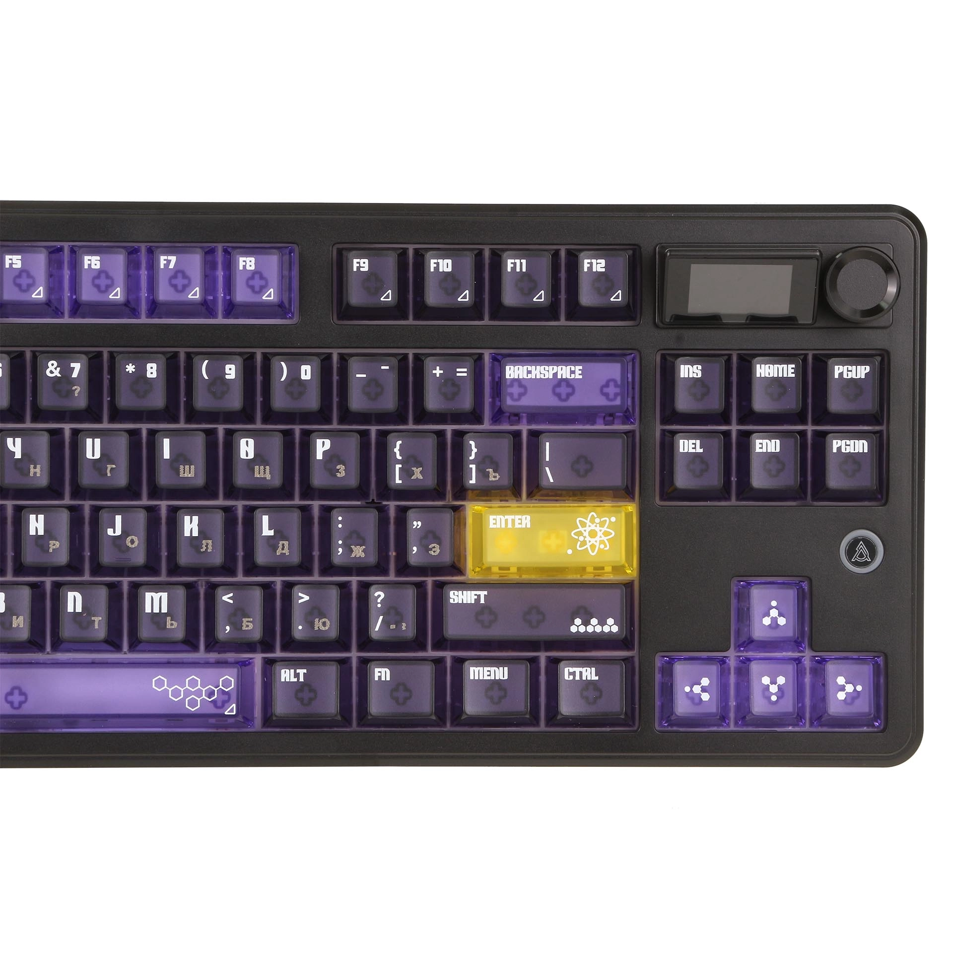 Клавиатура, Ajazz, MK87Pro/Litchi/YP, MK87 Pro, Игровая, Механическая, TKL, Litchi Switches, Бесроводная, USB, 2,4 ГГц, Bluetooth, Подсветка RGB, Анг/Рус, Фиолетовый — фото 4