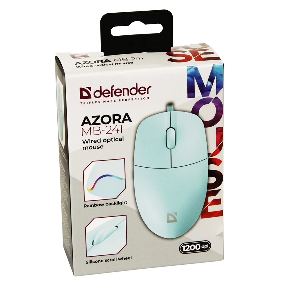 Мышь Defender Azora MB-241, Light Blue, USB — фото 5