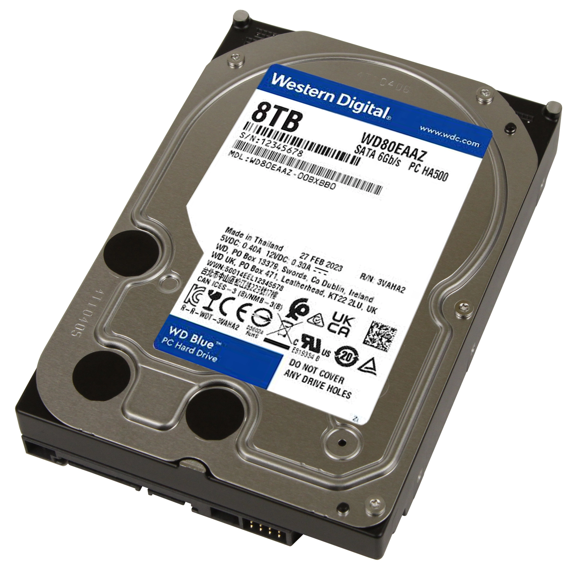 Жесткий диск HDD 8 TB Western Digital (WD80EAAZ), 3.5", 256 MB, SATA III, Blue