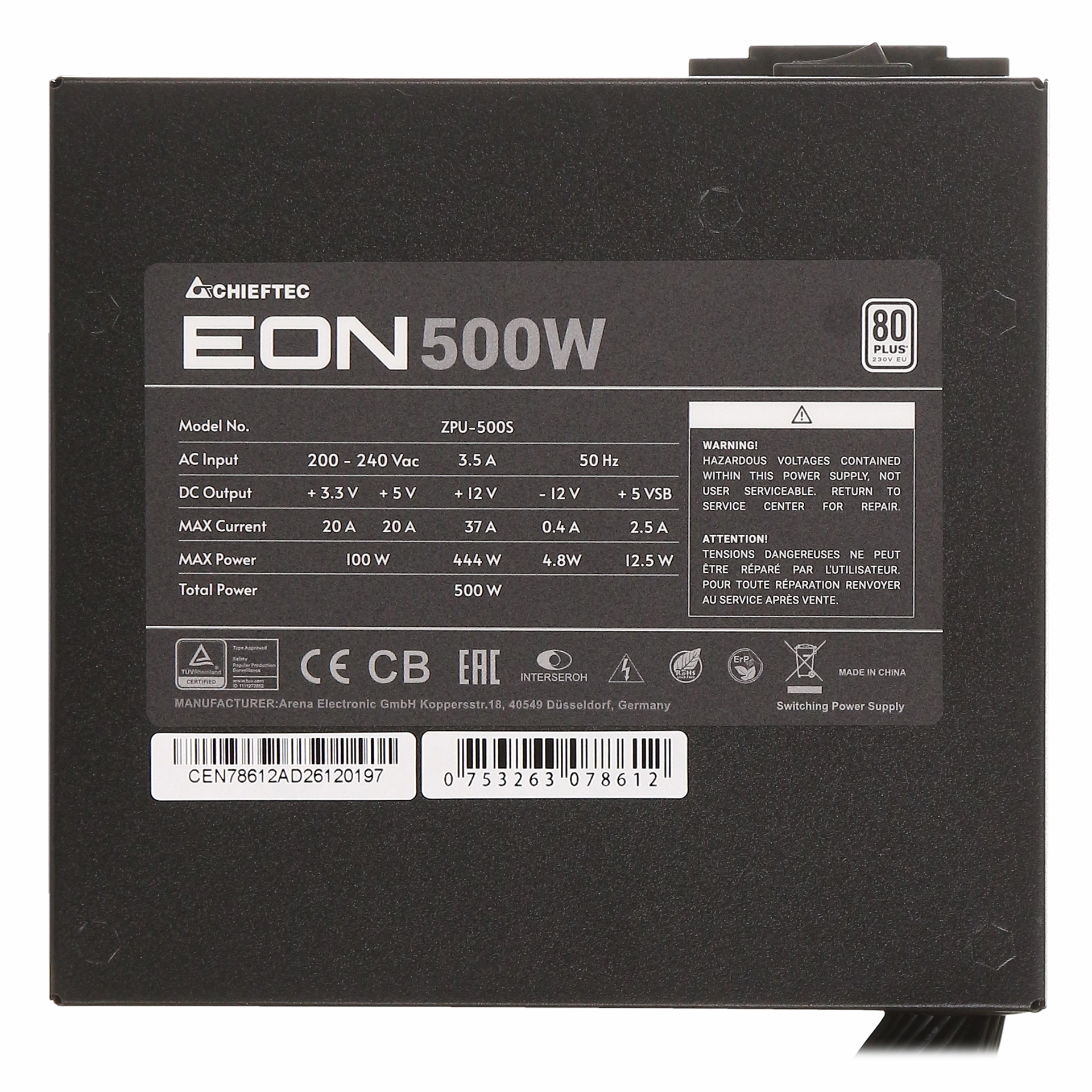 Блок питания ATX 500 W Chieftec EON ZPU-500S — фото 3