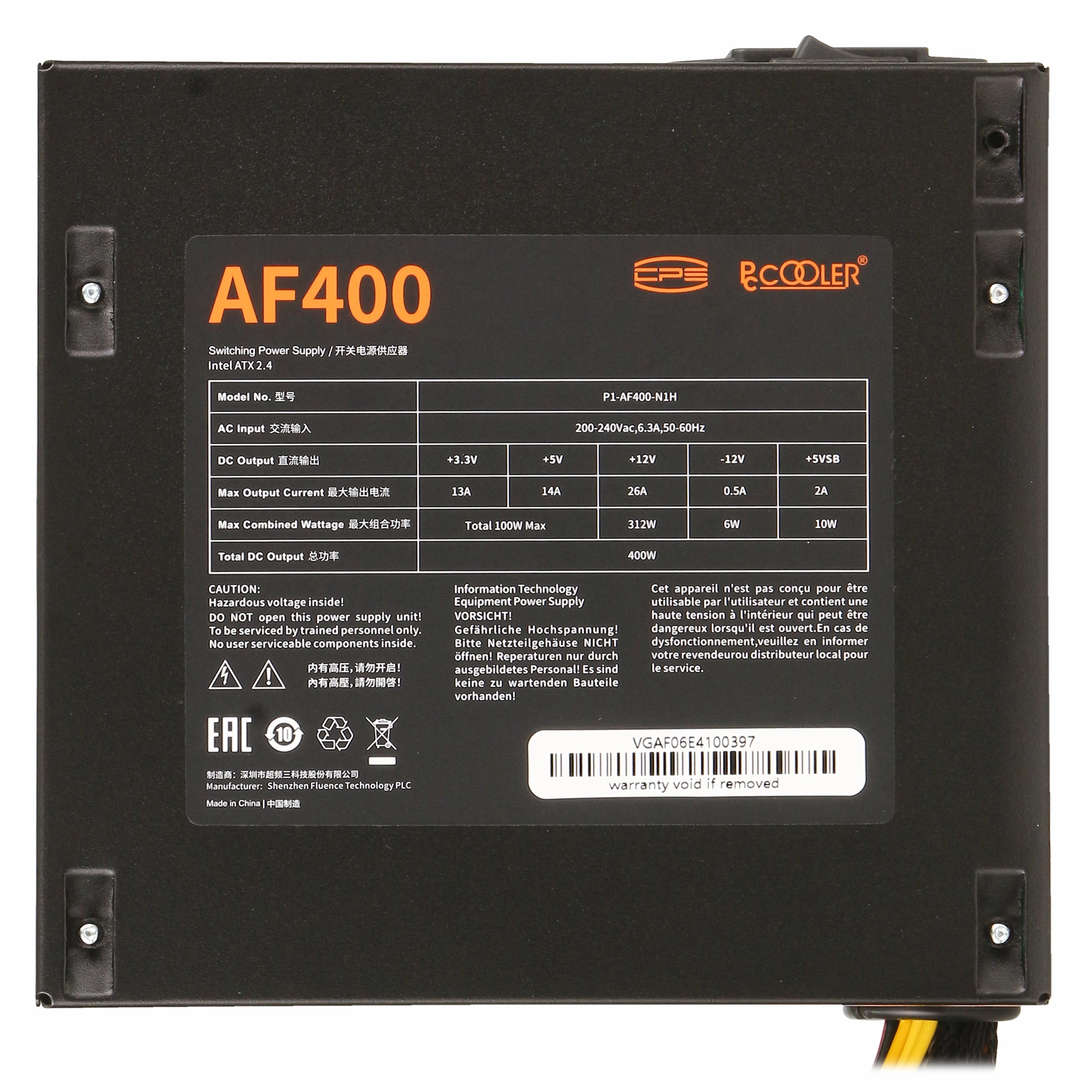 Блок питания ATX 400 W PCCooler AF400 — фото 4