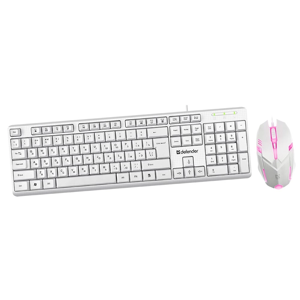 Клавиатура Defender Motion C-977, White, USB + мышь