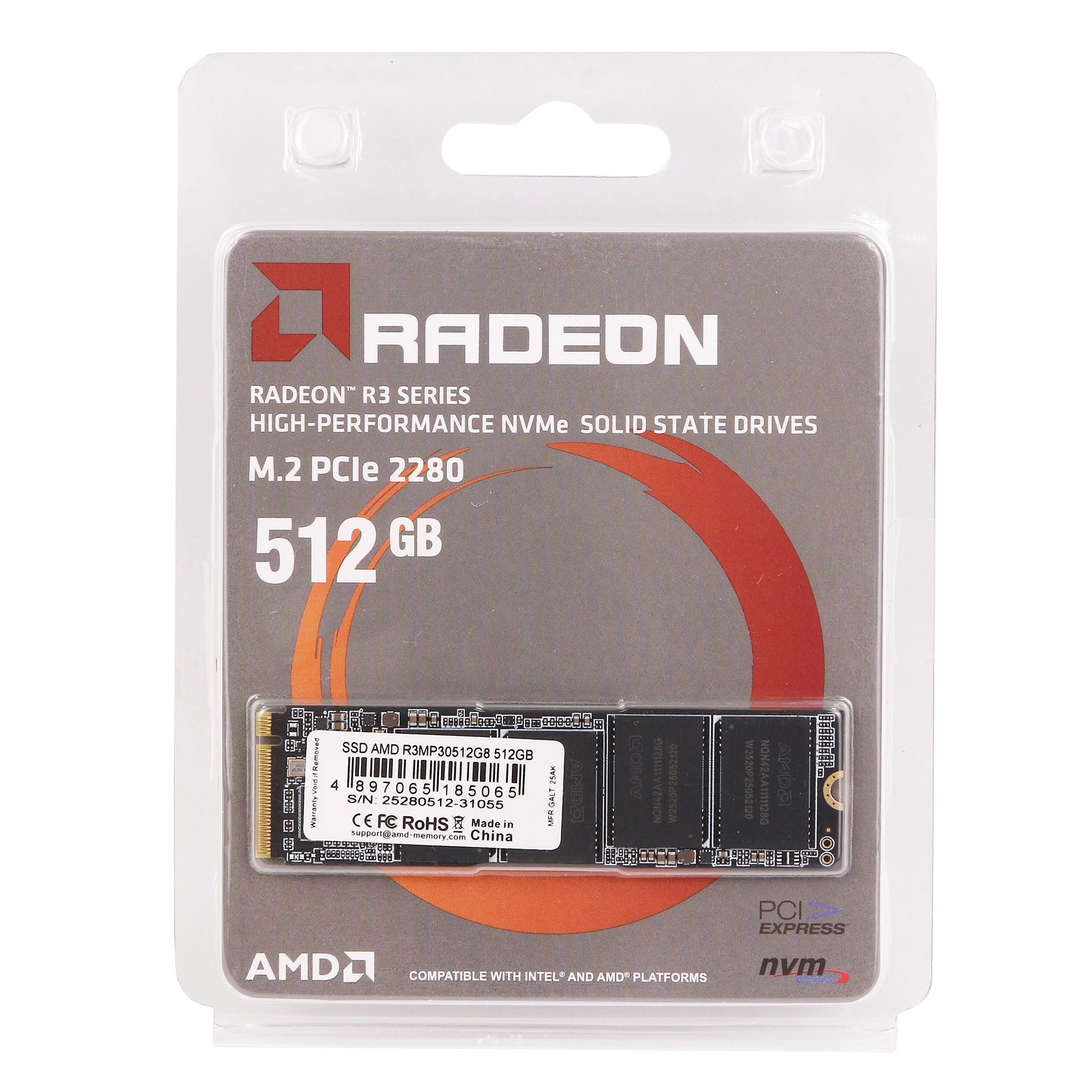 Твердотельный накопитель  512GB SSD AMD RADEON R3 Series M.2 PCIe 3.0 R3300/W2200 R3MP30512G8 Retail — фото 3