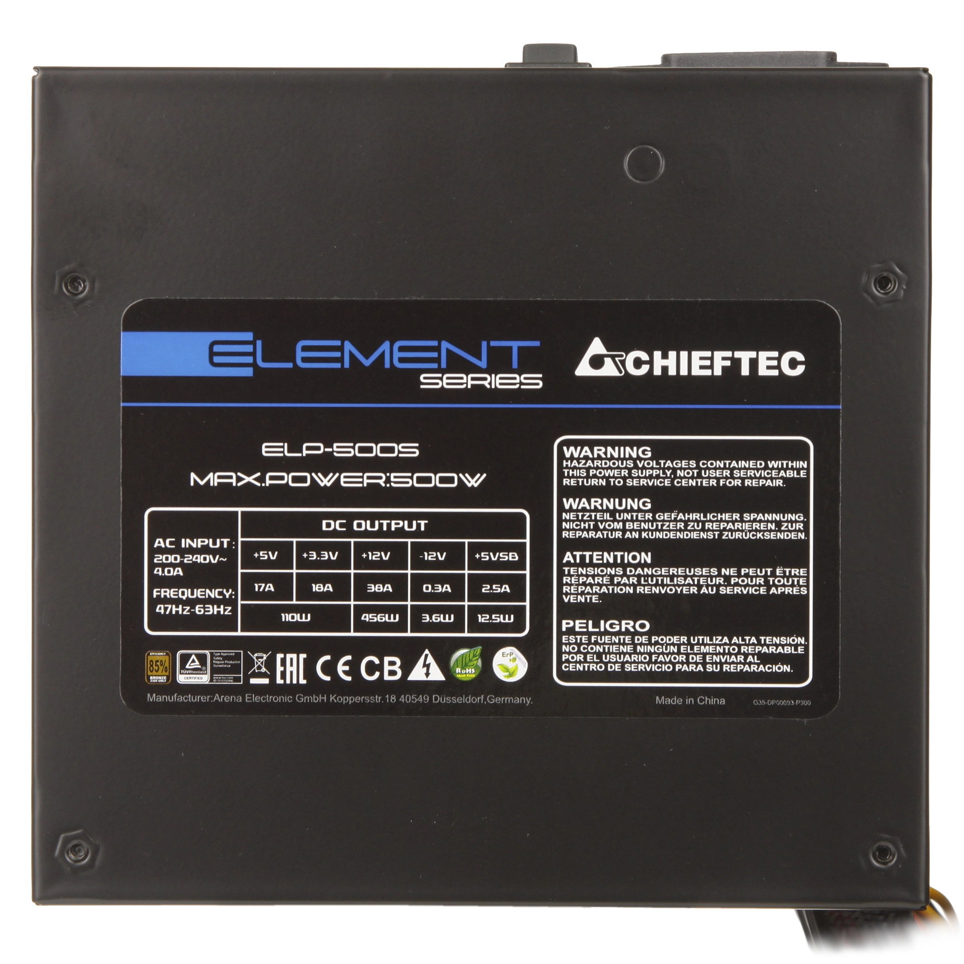 Блок питания ATX 500 W Chieftec Element ELP-500S — фото 3