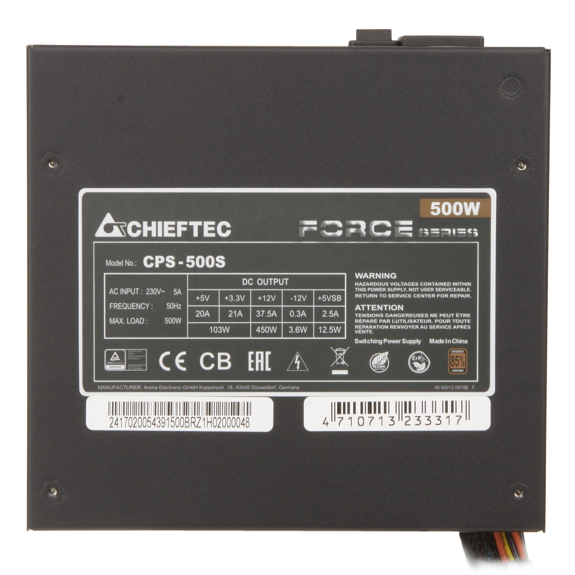 Блок питания ATX 500 W Chieftec Force CPS-500S — фото 3