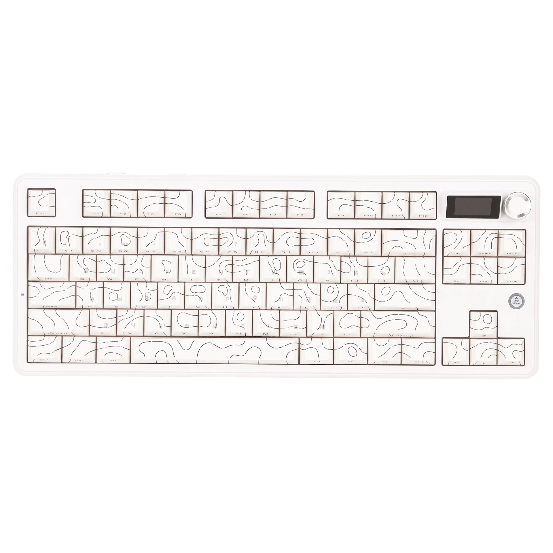 Клавиатура, Ajazz, MK87Pro/Peach/White, MK87 Pro, Игровая, Механическая, TKL, Peach Switches, Бесроводная, USB, 2,4 ГГц, Bluetooth, Подсветка RGB, Анг/Рус, Белый — фото 2