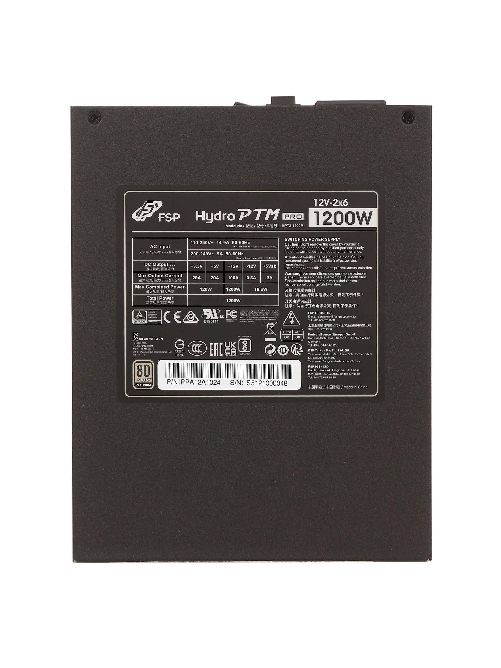 Блок питания ATX 1200 W FSP Hydro PTM Pro HPT2-1200M — фото 5