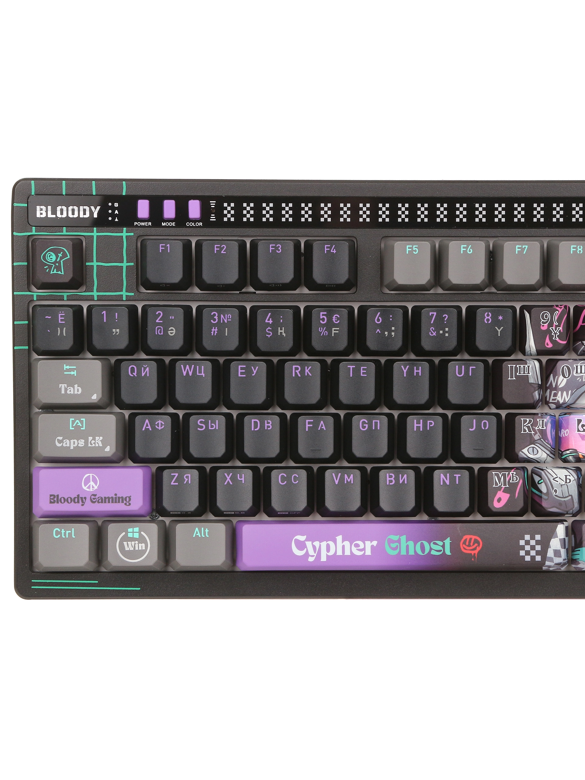 Клавиатура A4Tech AT75 Cypher Ghost SAVAGE, Alpha Optical Switch, Purple Gray, USB — фото 3