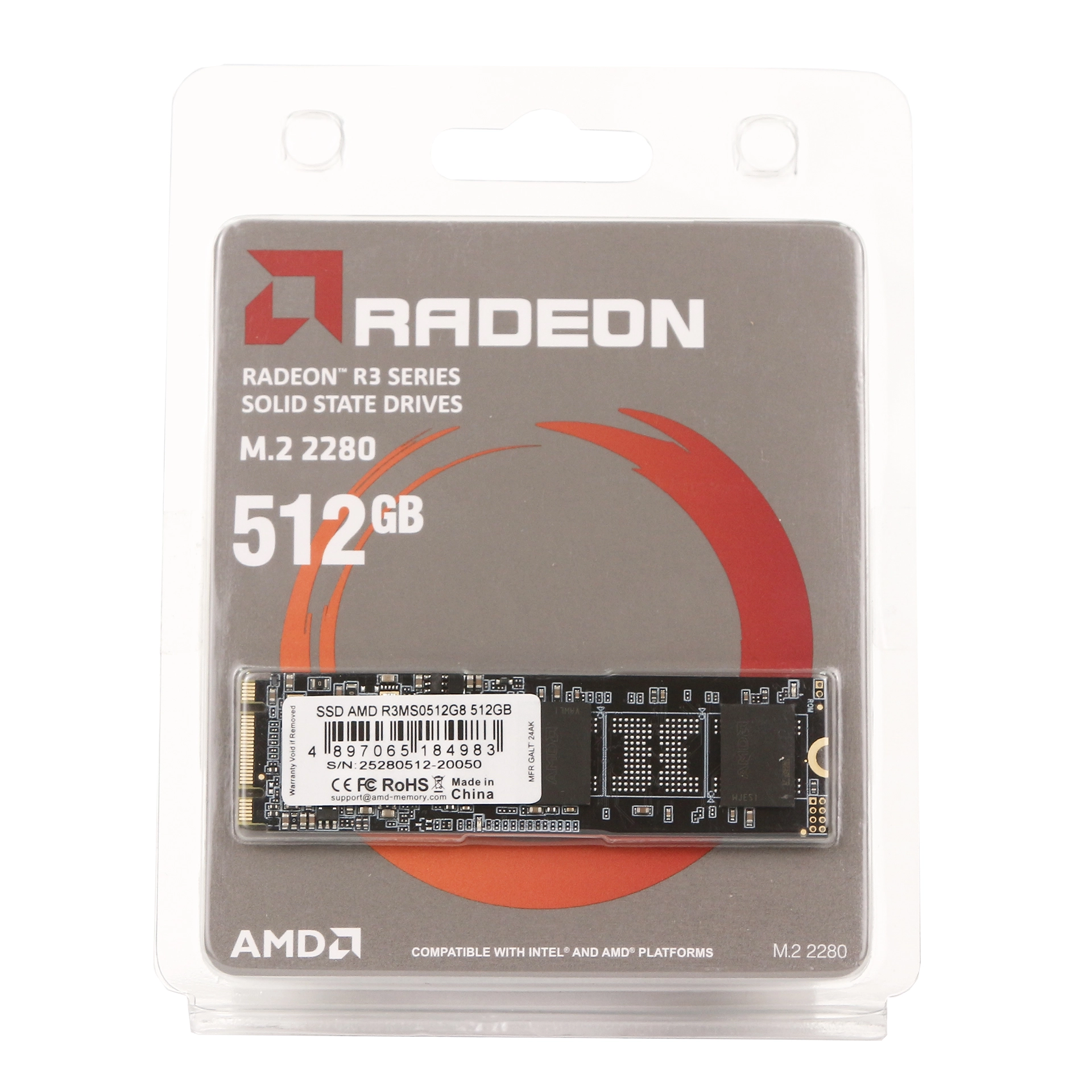 Твердотельный накопитель  512GB SSD AMD RADEON R3 Series M.2 SATA 2280 R550/W480 R3MS0512G8 — фото 3