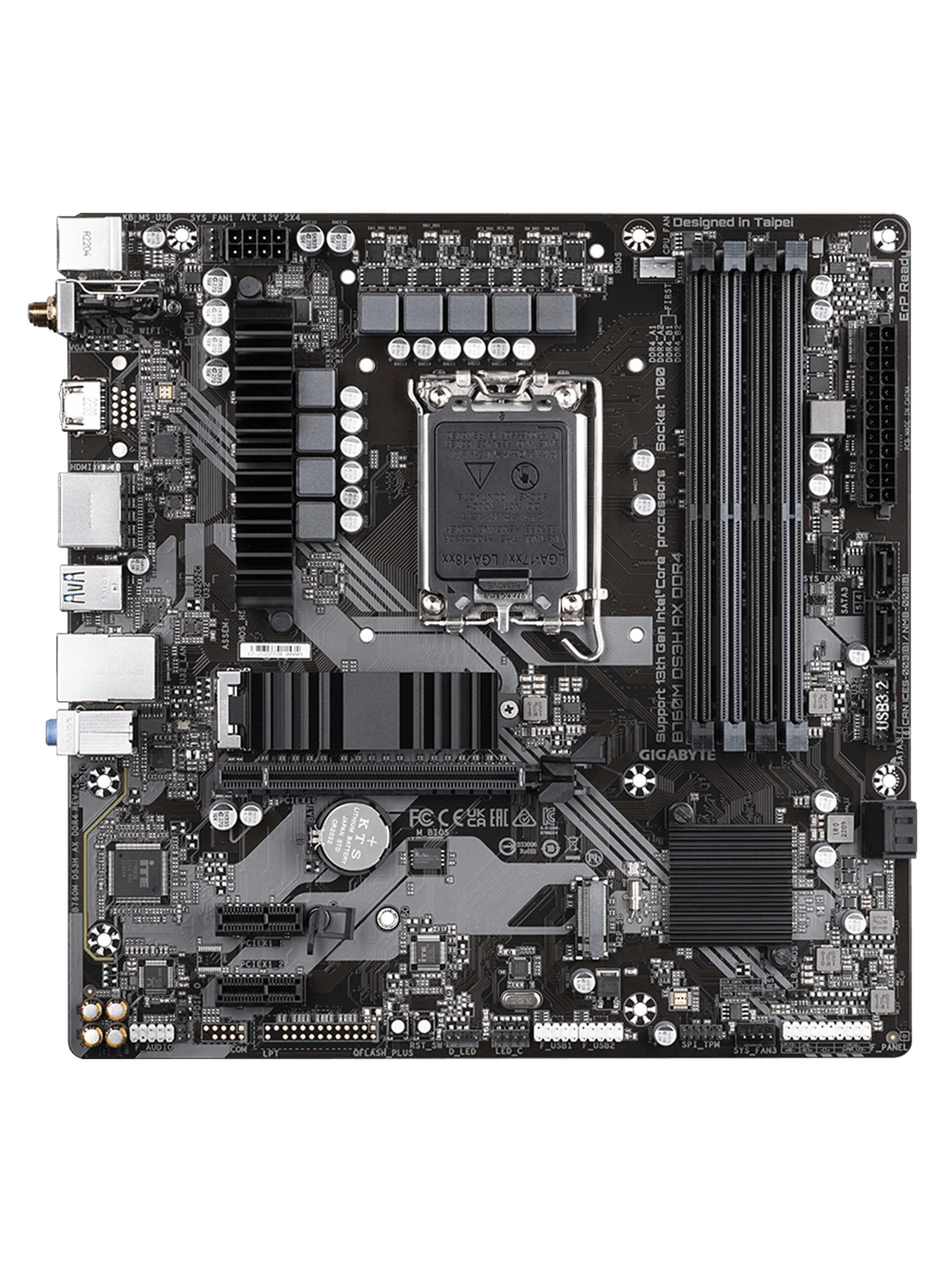 Материнская плата Gigabyte B760M DS3H AX DDR4, LGA1700 (REV 1.3)