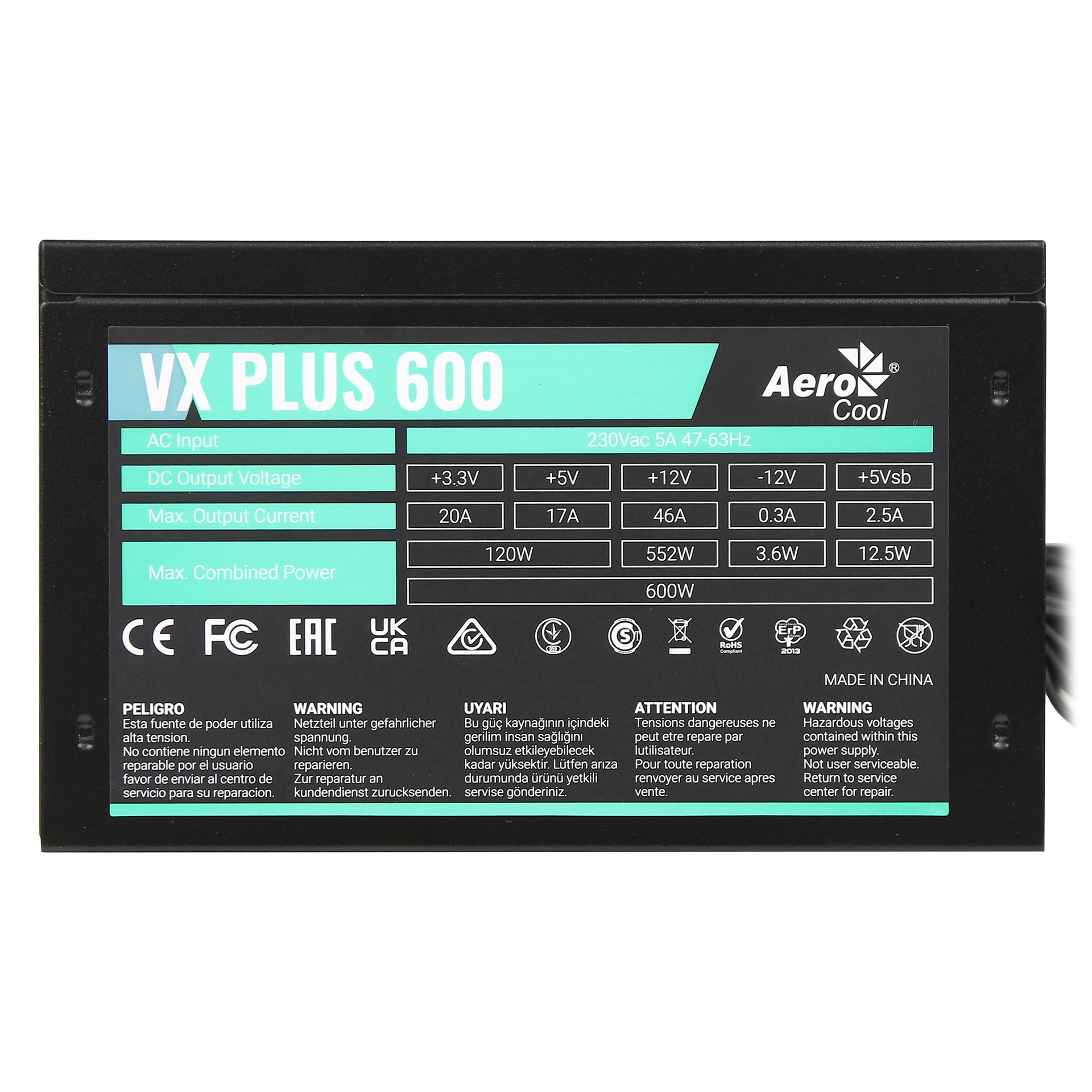 Блок питания ATX 600 W AeroCool VX PLUS Stealth 600 — фото 3