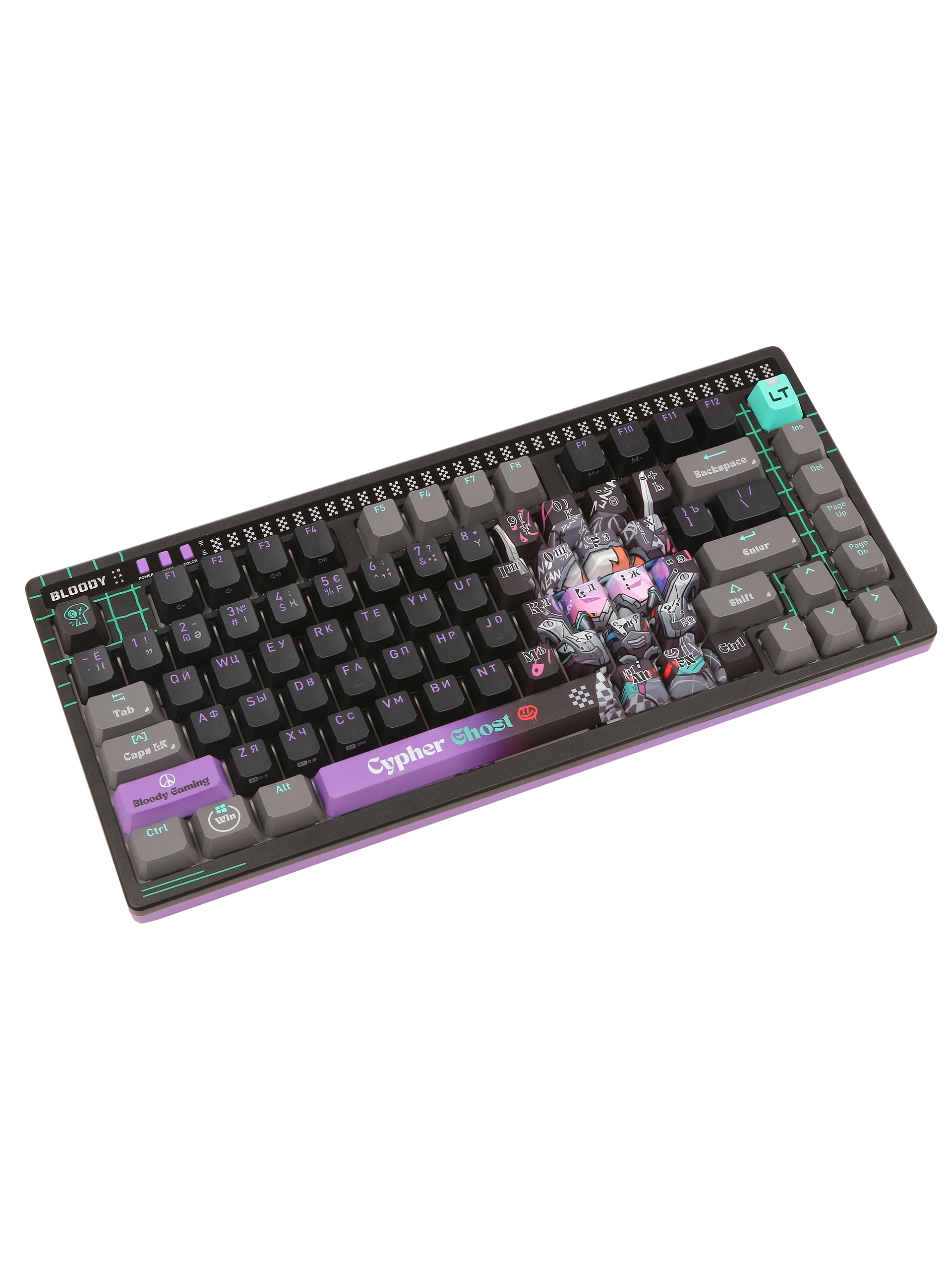 Клавиатура A4Tech AT75 Cypher Ghost SAVAGE, Alpha Optical Switch, Purple Gray, USB