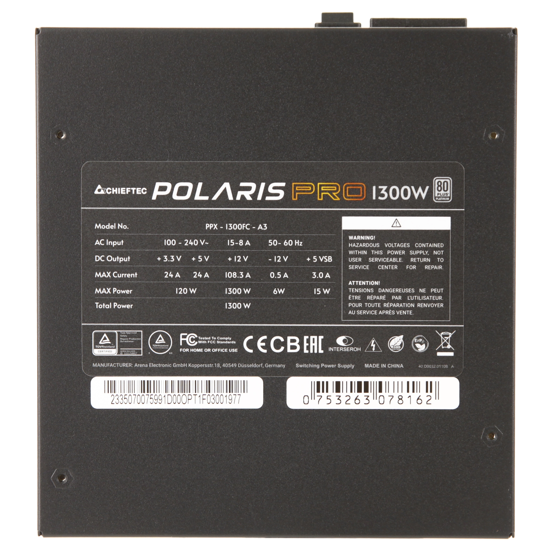 Блок питания ATX 1300 W Chieftec Polaris PPX-1300FC-A3 — фото 4