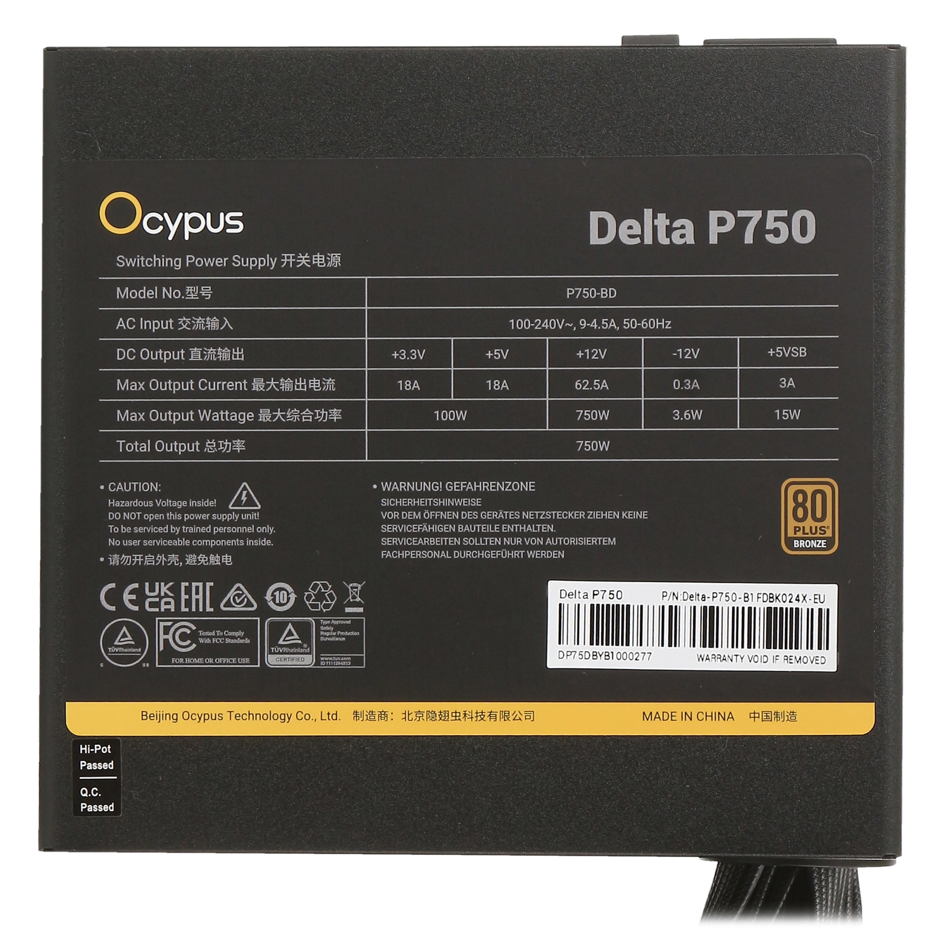 Блок питания ATX 750 W Ocypus Delta P750 — фото 4