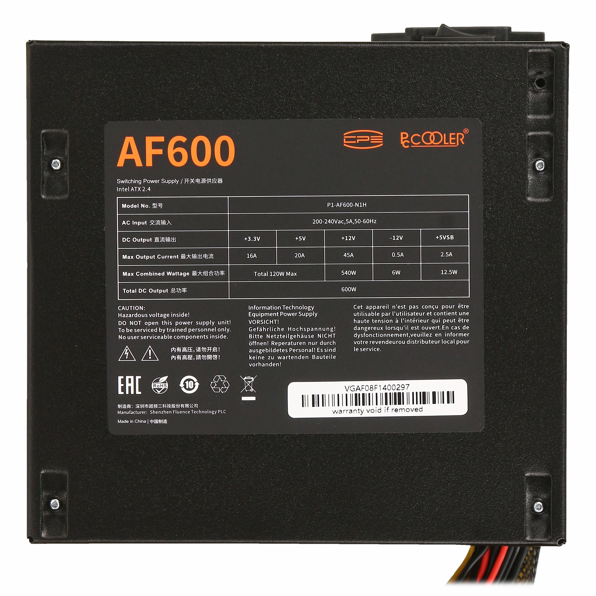 Блок питания ATX 600 W PCCooler AF600 — фото 4