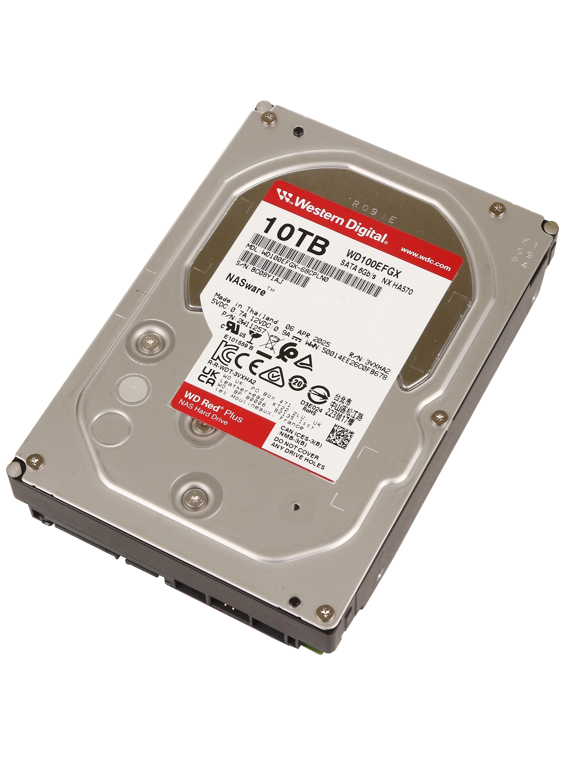 Жесткий диск 10 TB Western Digital (WD100EFGX), 3.5", 512 MB, SATA III, Red Plus
