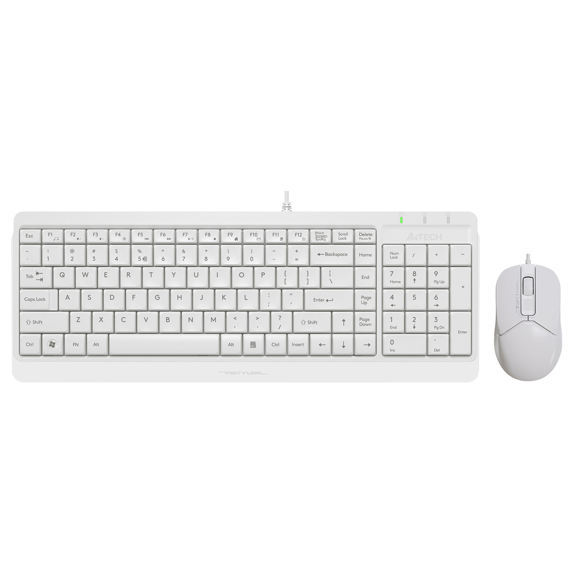 Клавиатура A4Tech Fstyler F1512S, White, USB + мышь