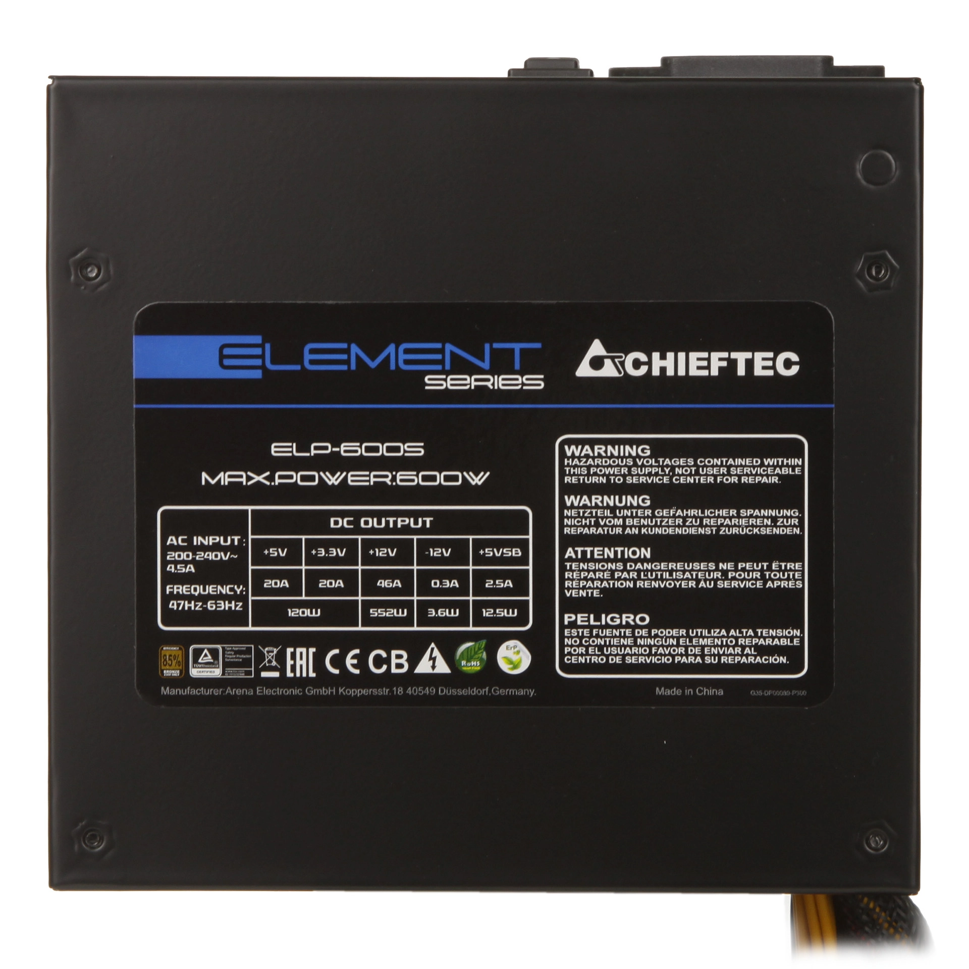 Блок питания ATX 600 W Chieftec Element ELP-600S — фото 3