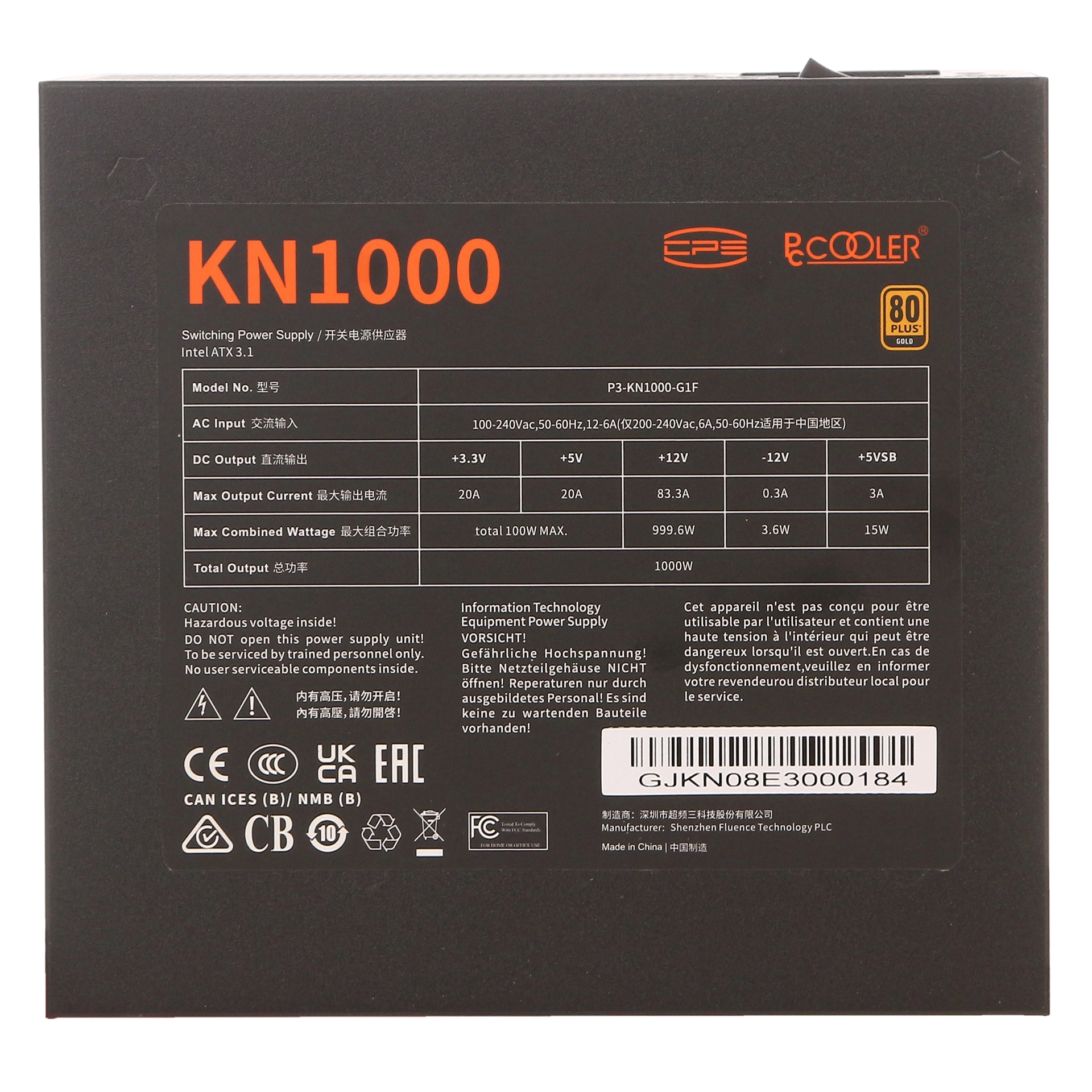 Блок питания ATX 1000 W PCCooler KN1000 — фото 5