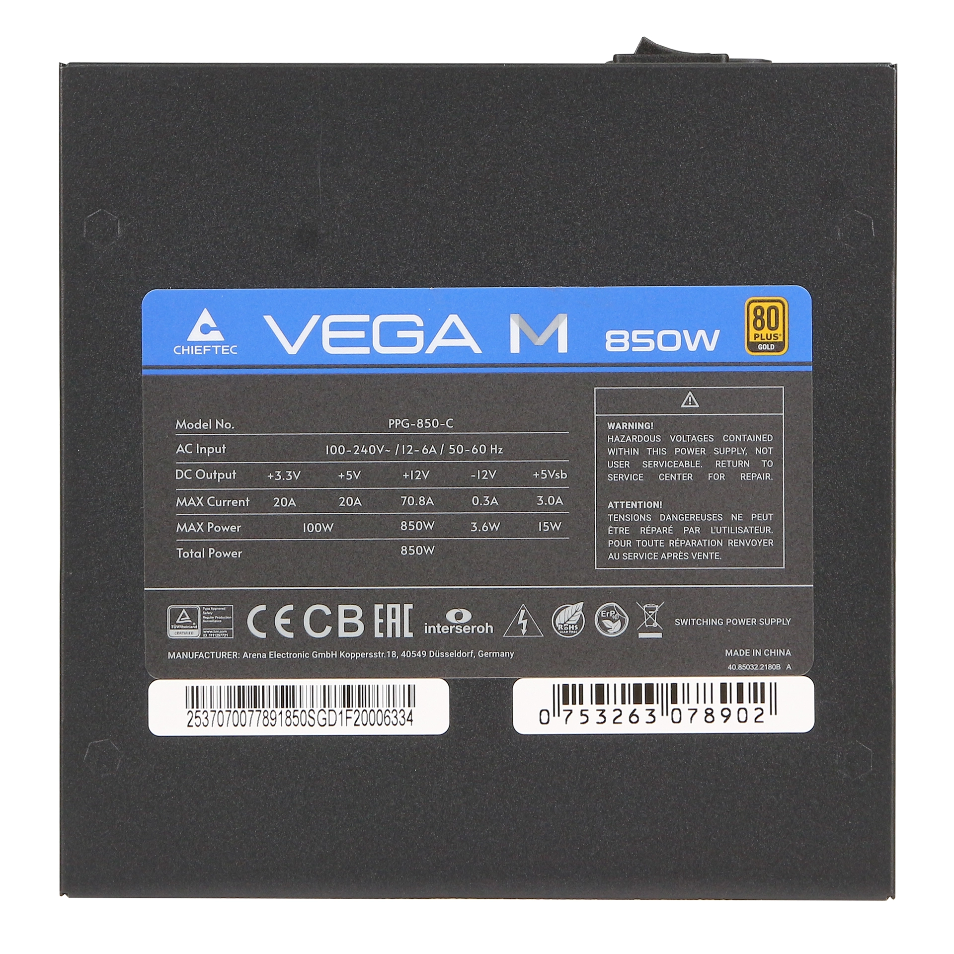 Блок питания ATX 850 W Chieftec Vega M PPG-850-C — фото 5