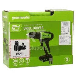 Дрель-шуруповерт Greenworks GD24DD35K2, 24V