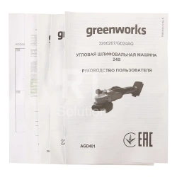 Угловая шлифовальная машина аккумуляторная Greenworks GD24AGK4, 24V