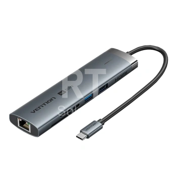 Переходник USB Type-C Vention TGVHB 9-in-1, Gray, BOX