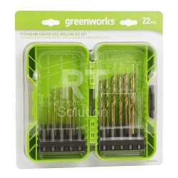 Набор сверл HSS-TiN Greenworks, 22 шт