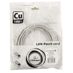 Patch cord RJ-45 5е cat Cablexpert PP10-3M, UTP, 3m, Gray