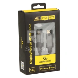 Кабель DisplayPort - HDMI Cablexpert CC-DP-HDMI-4K-6, 4K,1.8м, Black, BOX