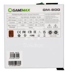 Блок питания ATX 800 W GameMax GM-800 White