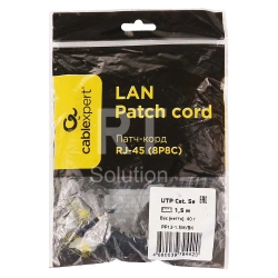 Patch cord RJ-45 5е cat Cablexpert PP12-1.5M/BK, UTP, 1.5m, Black