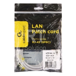 Patch cord RJ-45 5е cat Cablexpert PP12-1.5M, UTP, 1.5m, Grey